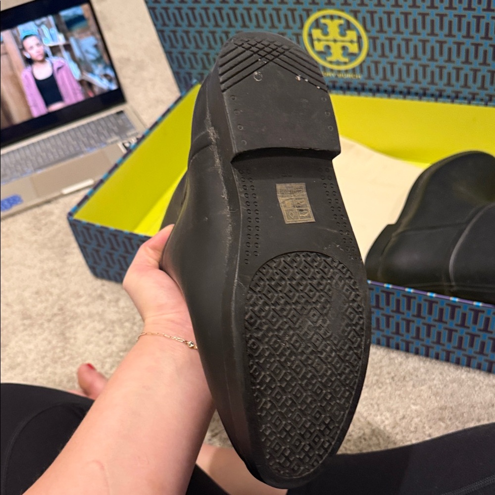 Tory Burch Black and Brown Women's Rain Boots - Picture 4 of 5